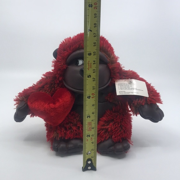 Dan Dee Plush Valentines Red Faux Leather Gorilla Stuffed Animal - Picture 5 of 8